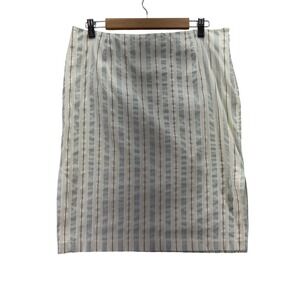 Beige‎ Blue Stripe Skirt Womens Size 10 Side Zip Career Preppy Classic